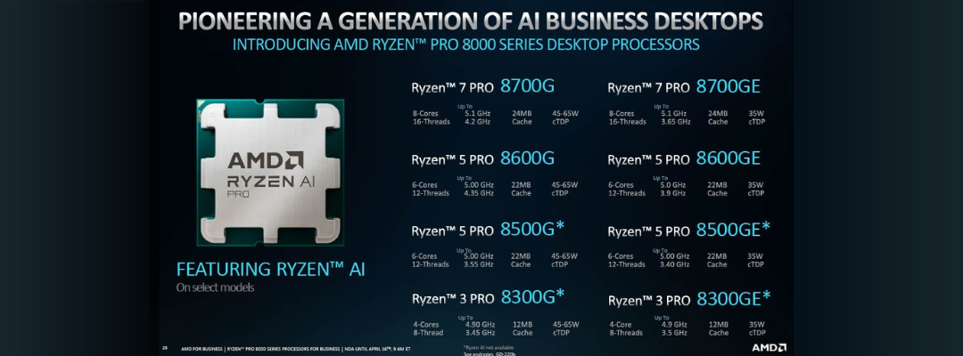 Нові настільні та мобільні процесори від AMD: Ryzen PRO 8000G і Ryzen PRO 8040